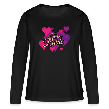 Team Bride Glittermuster - Frauen Premium Bio Langarmshirt - Schwarz - Vorne - Julia (174cm)