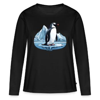 Les pingouins, les habitants de l’Antarctique - T-shirt manches longues Premium bio Femme - noir - Devant - Julia (174cm)
