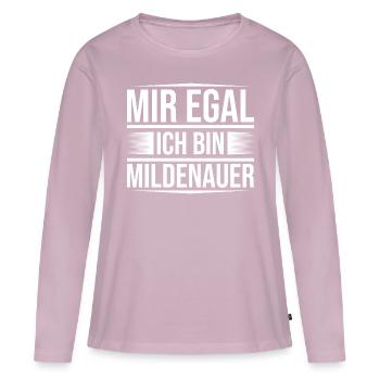 Mir egal Mildenau - Frauen Premium Bio Langarmshirt - Altrosa - Vorne - Julia (174cm)