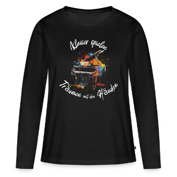 Klavier spielen ist wie Träumen mit den Händen - Frauen Premium Bio Langarmshirt - Schwarz - Vorne - Julia (174cm)