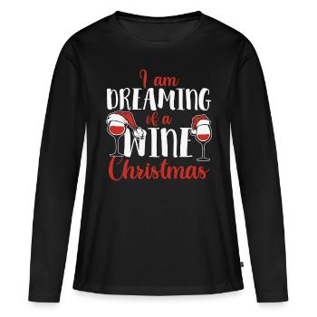 Weihnachten Geschenke - Wein Geschenke - Frauen Premium Bio Langarmshirt - Schwarz - Vorne - Julia (174cm)