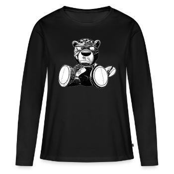 Creepy Teddy Black&White - Frauen Premium Bio Langarmshirt - Schwarz - Vorne - Julia (174cm)