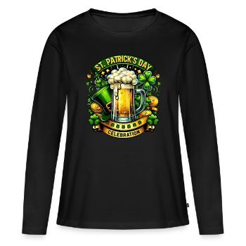 Happy St. Patrick's Day - Irish Holiday Beer - Women's Premium Organic Long Sleeve Shirt - black - Front - Julia (174cm)