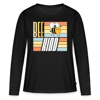 Être gentil mignon miel gentillesse abeille amour source d’inspiration - T-shirt manches longues Premium bio Femme - noir - Devant - Julia (174cm)