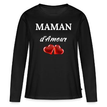 Maman D'Amour - Women's Premium Organic Long Sleeve Shirt - black - Front - Julia (174cm)