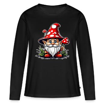 Mignon champignon lutin - T-shirt manches longues Premium bio Femme - noir - Devant - Julia (174cm)