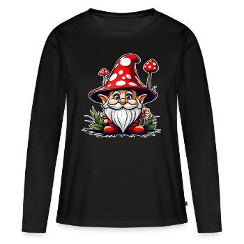 Mignon champignon lutin - T-shirt manches longues Premium bio Femme - noir - Devant - Julia (174cm)
