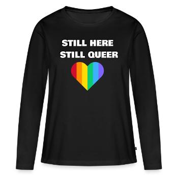 IMMER NOCH HIER IMMER NOCH QUEER - Frauen Premium Bio Langarmshirt - Schwarz - Vorne - Julia (174cm)