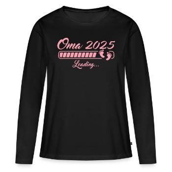 Oma 2025 Loading Schwangerschaft verkünden - Frauen Premium Bio Langarmshirt - Schwarz - Vorne - Julia (174cm)
