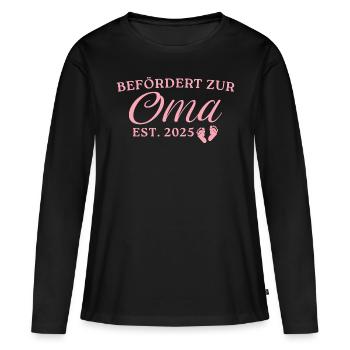 Befördert zur Oma 2025 - Frauen Premium Bio Langarmshirt - Schwarz - Vorne - Julia (174cm)