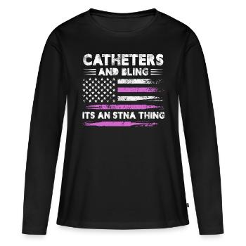 cathéter et bling est une chose stna Design pour un - T-shirt manches longues Premium bio Femme - noir - Devant - Julia (174cm)