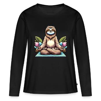 Yoga détendu, méditation paresseuse - T-shirt manches longues Premium bio Femme - noir - Devant - Julia (174cm)