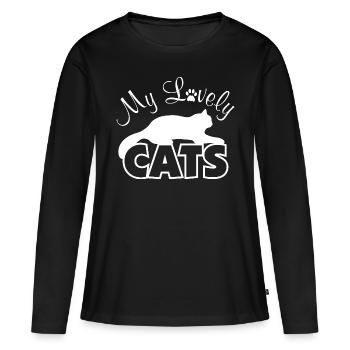 Mes adorables chats - T-shirt manches longues Premium bio Femme - noir - Devant - Julia (174cm)