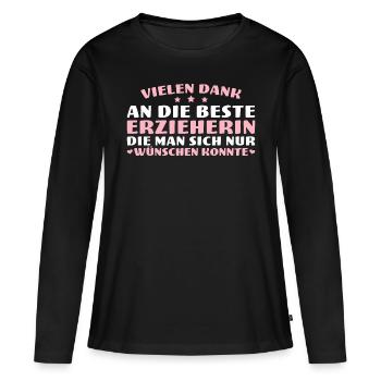 Vielen Dank Beste Erzieherin Geschenk - Frauen Premium Bio Langarmshirt - Schwarz - Vorne - Julia (174cm)