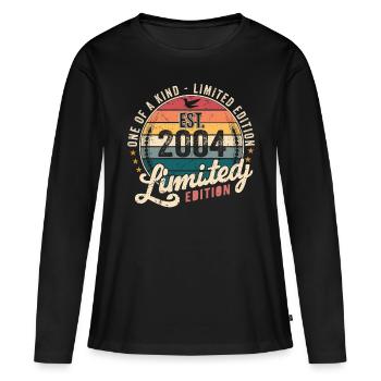 Geburtstagsgeschenk 2004 Jahrgang 2004 Retro 2004 - Frauen Premium Bio Langarmshirt - Schwarz - Vorne - Julia (174cm)