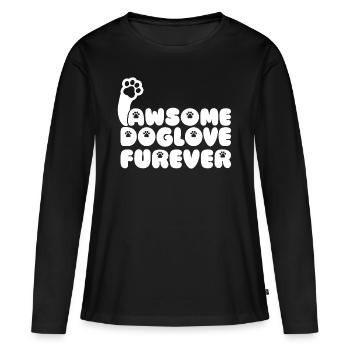 Pawsome Doglove Furever - Awesome Dog Love Forever - T-shirt manches longues Premium bio Femme - noir - Devant - Julia (174cm)