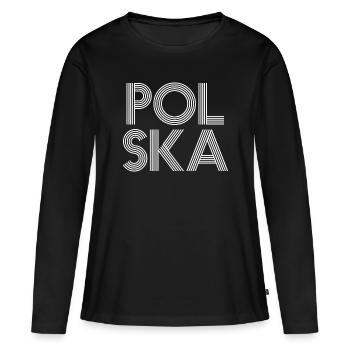 Lettrage Polska - Polen - Pologne - T-shirt manches longues Premium bio Femme - noir - Devant - Julia (174cm)