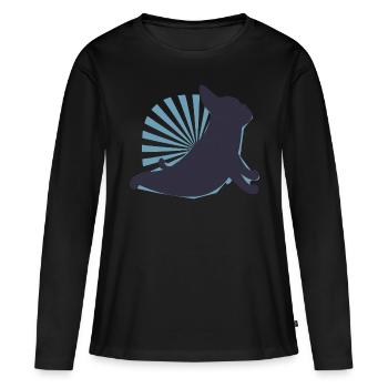 3441 dogyogaTshirt PR t-shirt - T-shirt manches longues Premium bio Femme - noir - Devant - Julia (174cm)