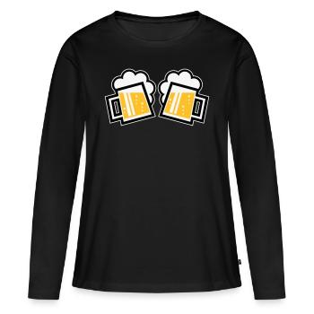 2 chopes à bière bavaroise Prosten (chopes à bière / 3C) - T-shirt manches longues Premium bio Femme - noir - Devant - Julia (174cm)