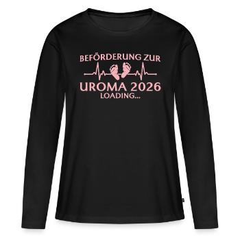 Beförderung zur Uroma 2026 loading - Frauen Premium Bio Langarmshirt - Schwarz - Vorne - Julia (174cm)