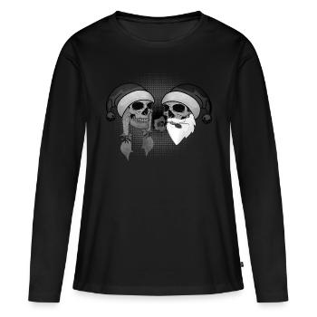 Crâne de Noël femme et homme chapeau rose - T-shirt manches longues Premium bio Femme - noir - Devant - Julia (174cm)