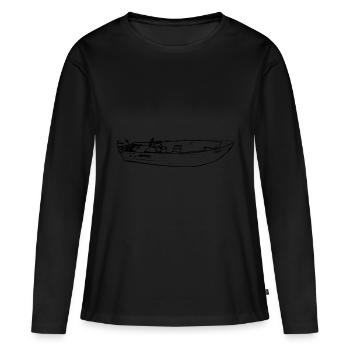 Boot - Frauen Premium Bio Langarmshirt - Schwarz - Vorne - Julia (174cm)