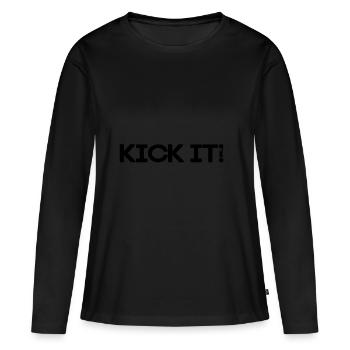 KICK IT - T-shirt manches longues Premium bio Femme - noir - Devant - Julia (174cm)