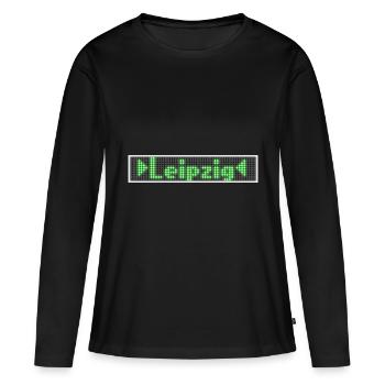 Leipzig LED Display Gruen - Frauen Premium Bio Langarmshirt - Schwarz - Vorne - Julia (174cm)