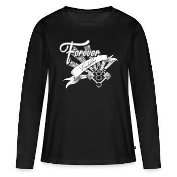 Forever V8 - T-shirt manches longues Premium bio Femme - noir - Devant - Julia (174cm)