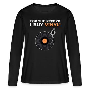 Vinyle Disques De disques Collectionneur de disques - T-shirt manches longues Premium bio Femme - noir - Devant - Julia (174cm)