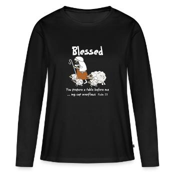 Conception chrétienne Des brebis bénies jouissant de la vie de Dieu - T-shirt manches longues Premium bio Femme - noir - Devant - Julia (174cm)