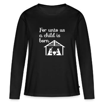 Crèche de Noël chrétienne - T-shirt manches longues Premium bio Femme - noir - Devant - Julia (174cm)