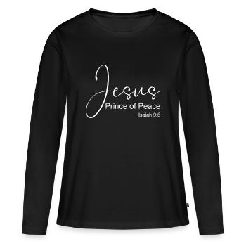 Christian Design Jésus, Prince de la Paix Isaïe 9 - T-shirt manches longues Premium bio Femme - noir - Devant - Julia (174cm)