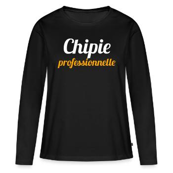 Chipie professionnelle - Humour - T-shirt manches longues Premium bio Femme - noir - Devant - Julia (174cm)
