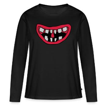 Conception de la bouche de monstre rieur - T-shirt manches longues Premium bio Femme - noir - Devant - Julia (174cm)