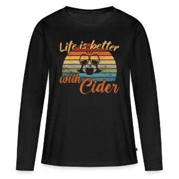 La vie est meilleure avec le cidre / cidre - T-shirt manches longues Premium bio Femme - noir - Devant - Julia (174cm)