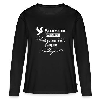 Le design chrétien lorsque vous traversez des eaux profondes - T-shirt manches longues Premium bio Femme - noir - Devant - Julia (174cm)