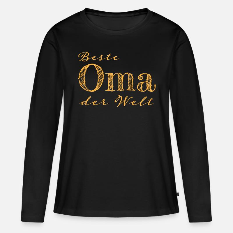 Oma Großmutter Geschenk Geschenkidee - Frauen Premium Bio Langarmshirt - Schwarz