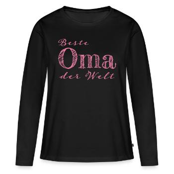 Oma Großmutter Geschenk Geschenkidee - Frauen Premium Bio Langarmshirt - Schwarz - Vorne - Julia (174cm)