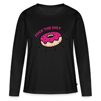Fuck le régime - T-shirt manches longues Premium bio Femme - noir - Devant - Julia (174cm)