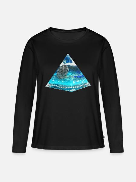 Plejaden Pyramide - Frauen Premium Bio Langarmshirt - Schwarz