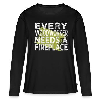 humour travail sécurité casque charpentier tshirts - T-shirt manches longues Premium bio Femme - noir - Devant - Julia (174cm)
