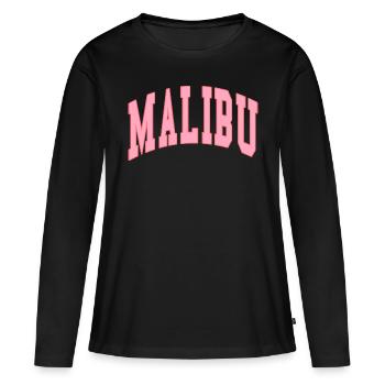 malibu preppy rose nouveau - T-shirt manches longues Premium bio Femme - noir - Devant - Julia (174cm)