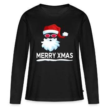 Nicolas disant la joie de Noël - T-shirt manches longues Premium bio Femme - noir - Devant - Julia (174cm)