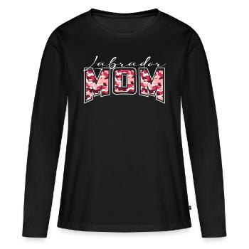 Labrador Mom Tarnmuster Schriftzug - Frauen Premium Bio Langarmshirt - Schwarz - Vorne - Julia (174cm)