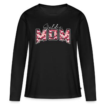 Golden Retriever Goldie Mom camouflage pattern lettering - Women's Premium Organic Long Sleeve Shirt - black - Front - Julia (174cm)