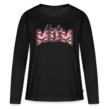 Husky Mom camouflage pattern lettering - Women's Premium Organic Long Sleeve Shirt - black - Front - Julia (174cm)