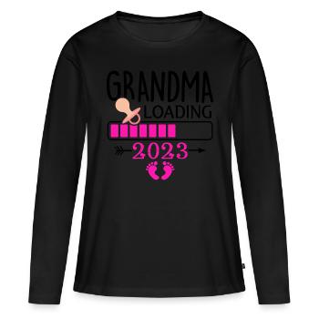 Grand-mère-à-être, Grand-mère chargement 2023 Grand-mère 2023 - T-shirt manches longues Premium bio Femme - noir - Devant - Julia (174cm)