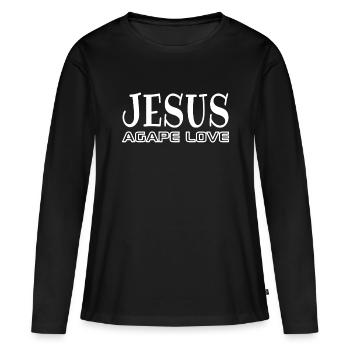 Christian Design Jésus, Agape Amour - T-shirt manches longues Premium bio Femme - noir - Devant - Julia (174cm)