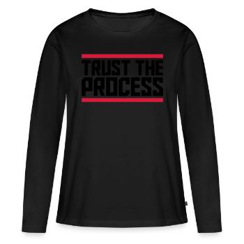 faire confiance au processus Devis - T-shirt manches longues Premium bio Femme - noir - Devant - Julia (174cm)